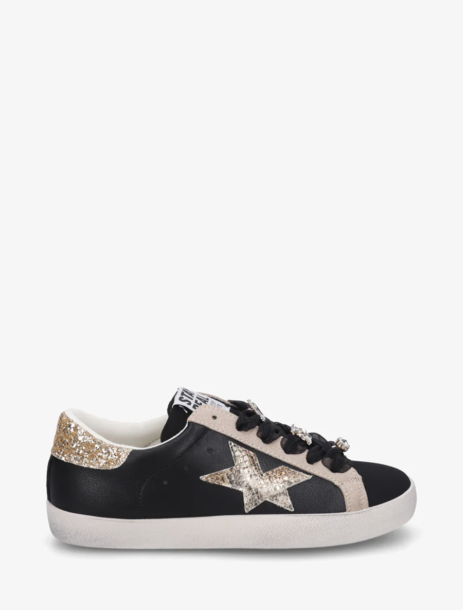 Met strass versierde sneakers - Zwart