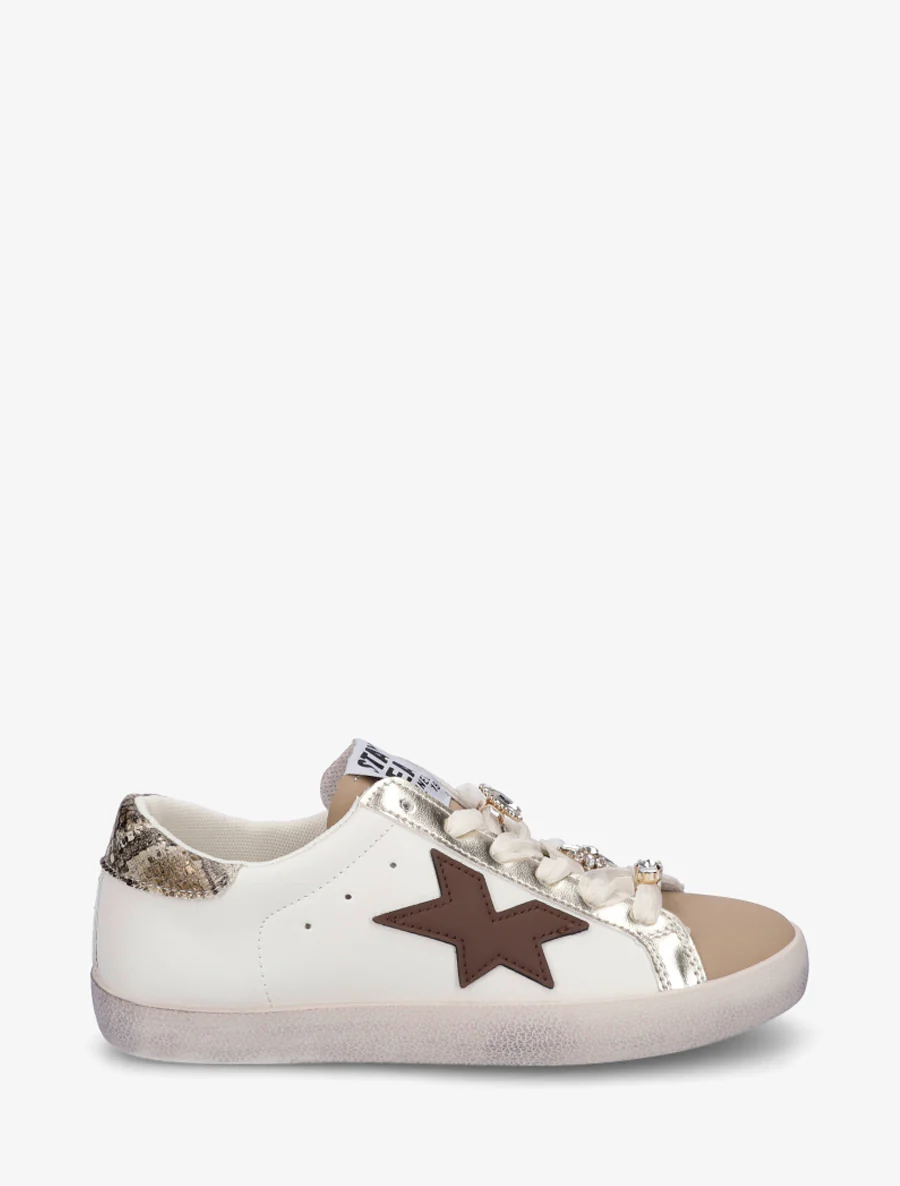 Met strass versierde sneakers - Bruin