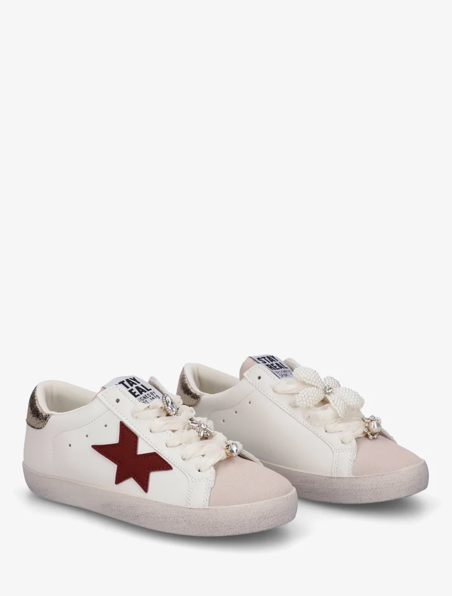 Met strass versierde sneakers - Bordeaux - Image 4