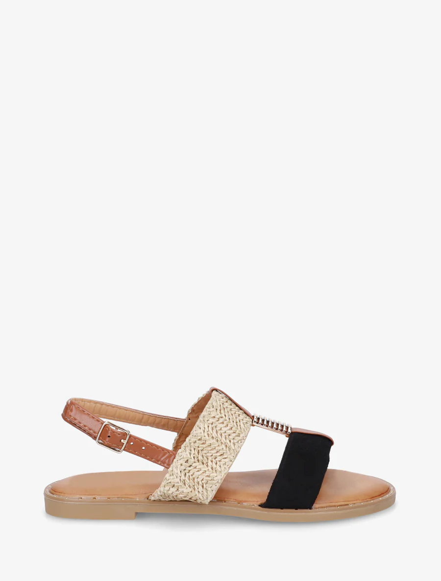 Metallic juweel sandalen - Zwart