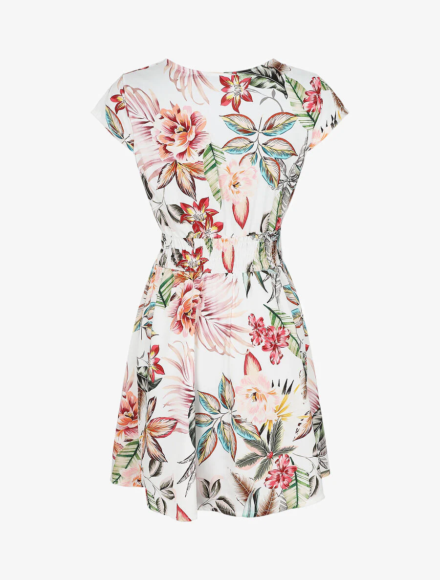 Middellange jurk met bloemenprint - Wit - Image 2