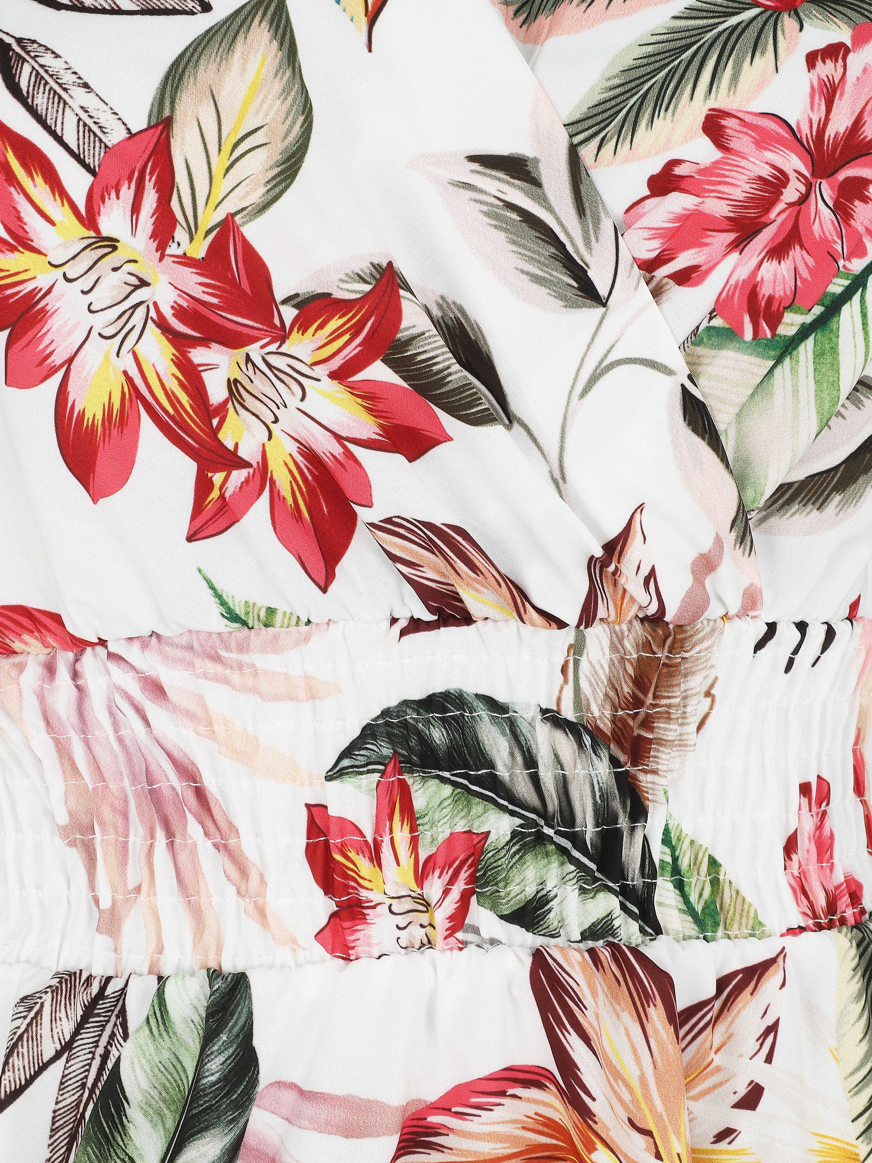 Middellange jurk met bloemenprint - Wit - Image 3