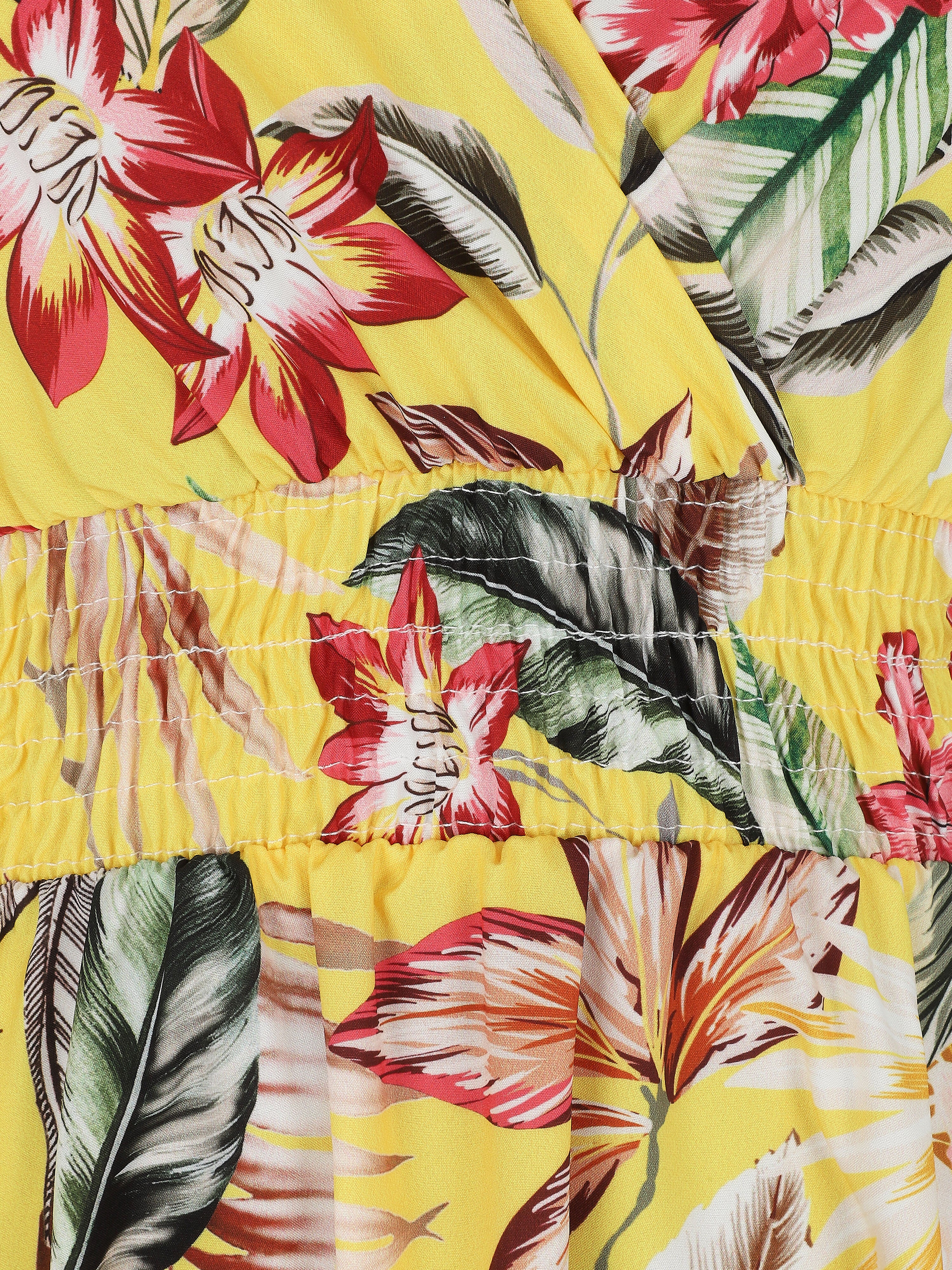 Middellange jurk met bloemenprint - Geel - Image 3