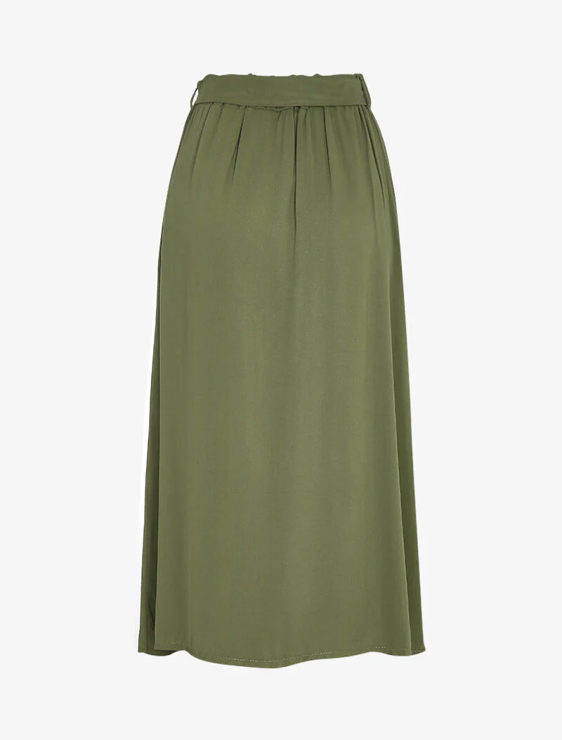 Midi-rok met decoratieve knopen - Kaki - Image 2