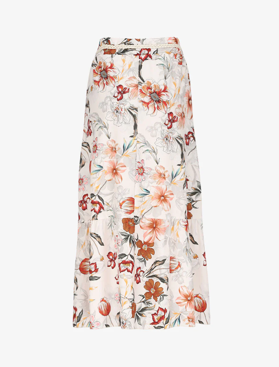 Midi-rok met orchidee print - Beige - Image 2