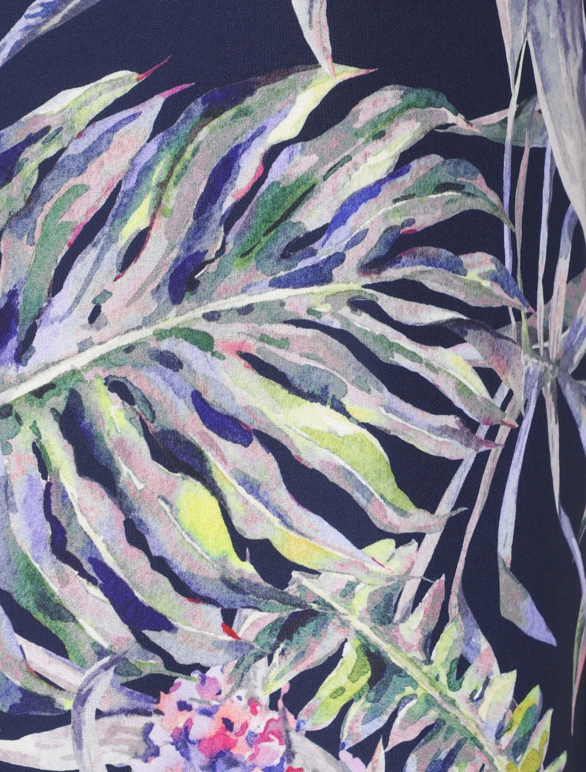Midi-rok met V-naad met tropische plantenprint - Donkerblauw - Image 3