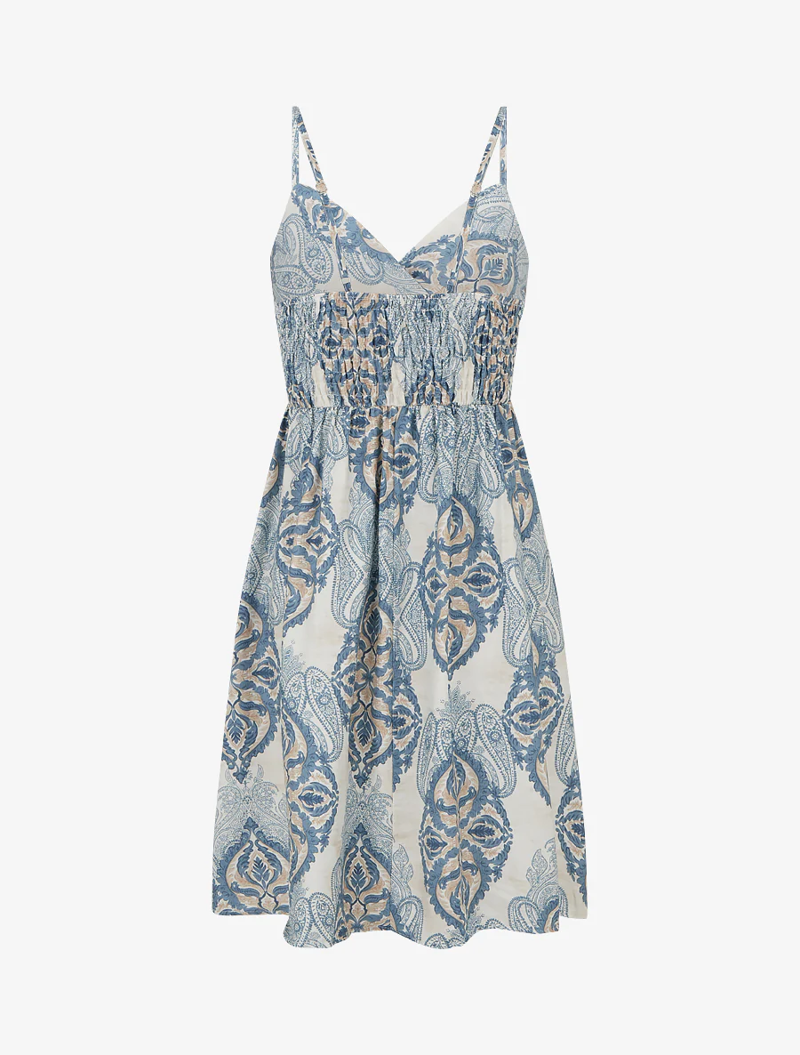 Midilang barokke printjurk - Blauw - Image 2