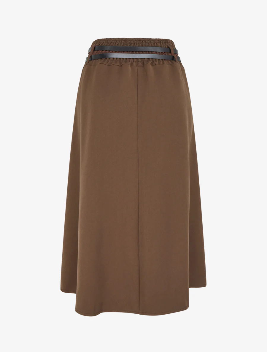 Midirok met dubbele riemen - Bruin - Image 2