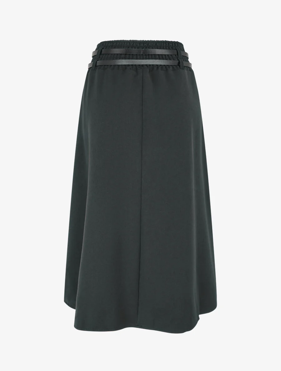 Midirok met dubbele riemen - Zwart - Image 2