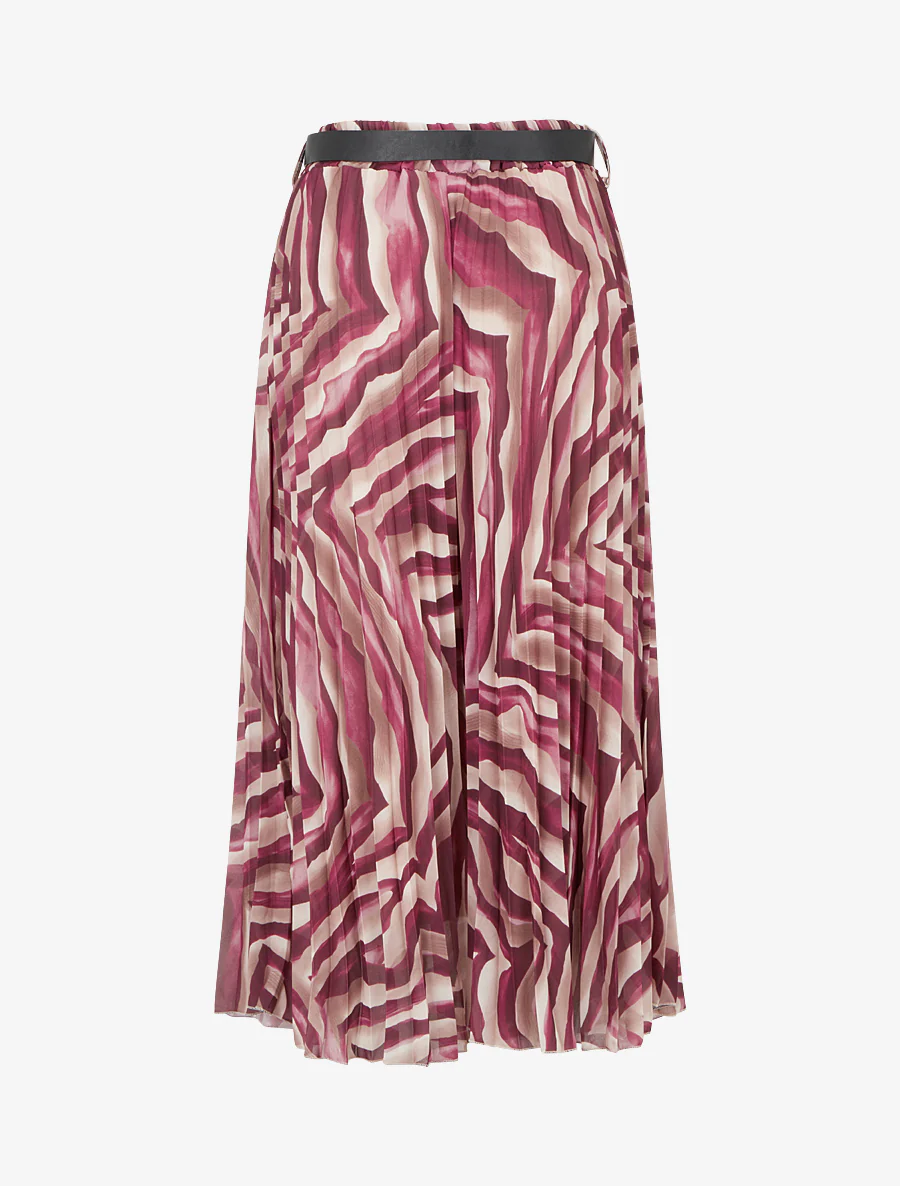 Midirok met plooien en fantasieprint - Pruim - Image 2