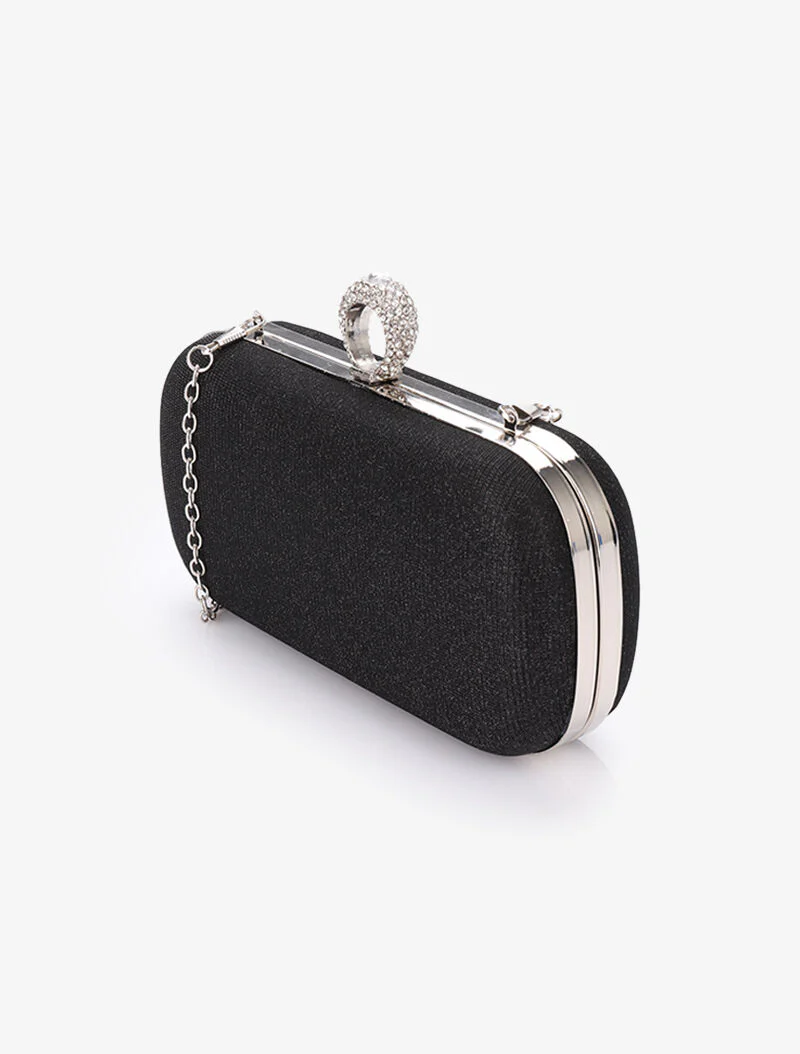 Glitter clutch met ring sluiting - Zwart - Image 2