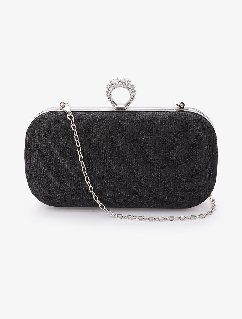 Glitter clutch met ring sluiting - Zwart - Image 3
