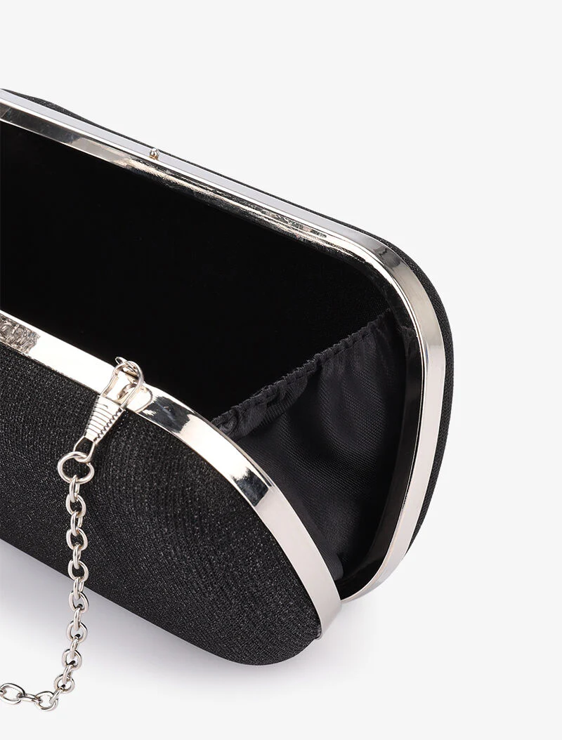 Glitter clutch met ring sluiting - Zwart - Image 4
