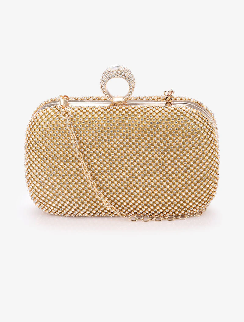Strass clutch met ring sluiting - Goud - Image 3