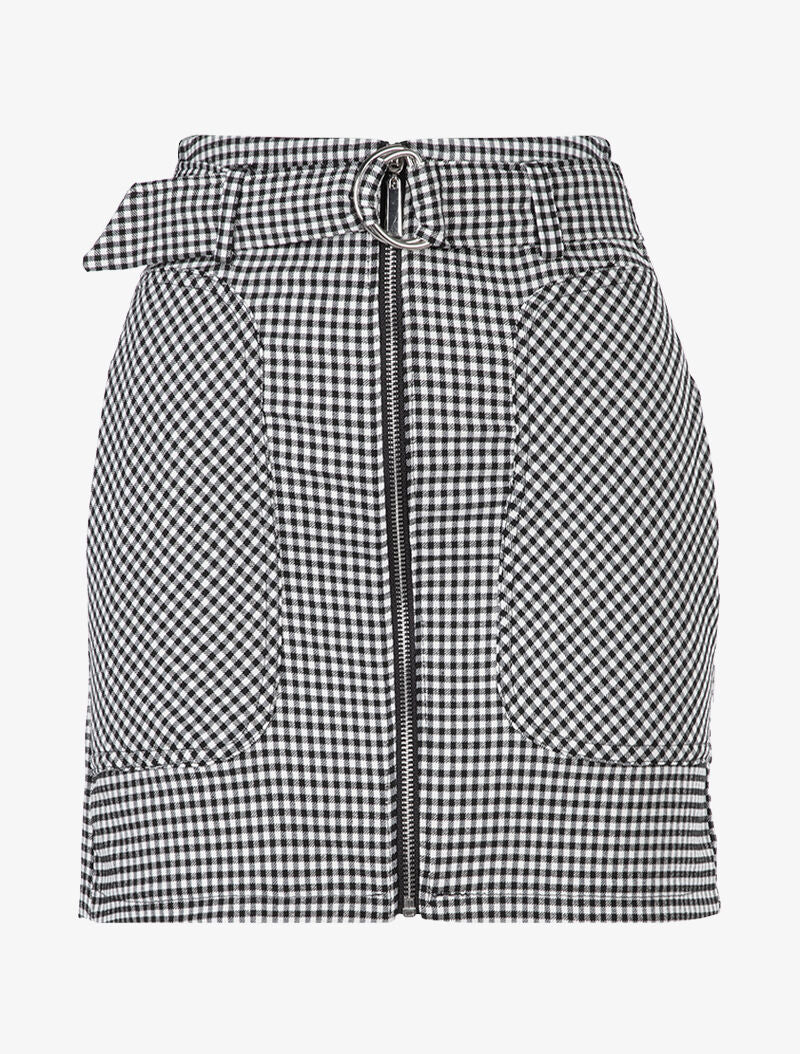 Mini rok met kleine ruitjesprint - zwart