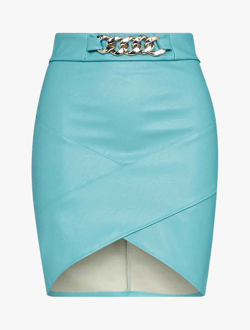 Mini rok met schuine randen - turkoois