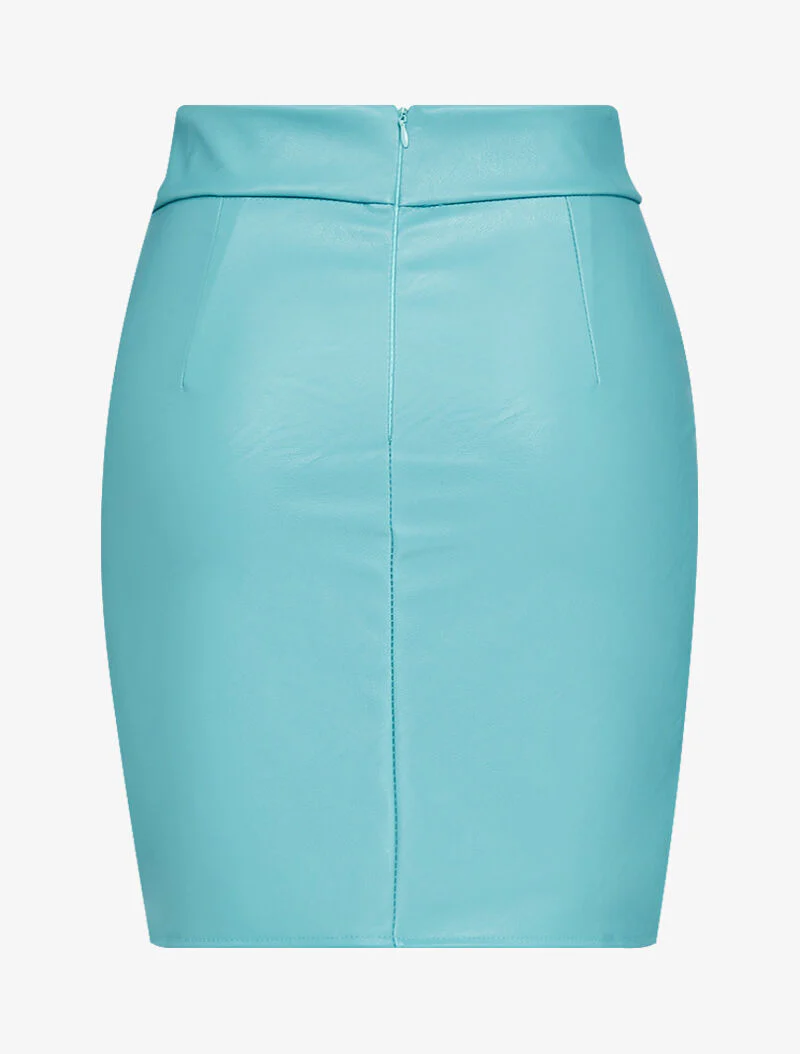 Mini rok met schuine randen - turkoois - Image 2