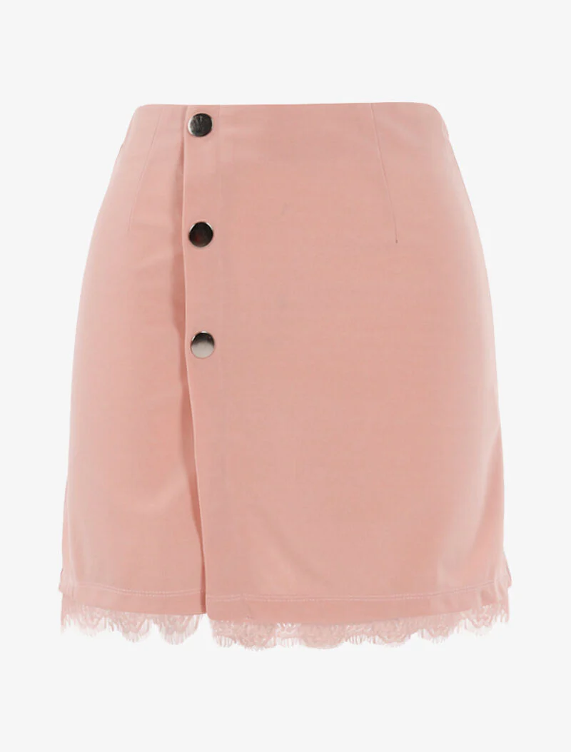 Mini trapeze rok met drukknopen - roze