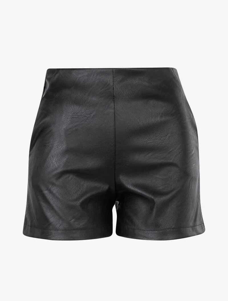 Mini short in imitatie rechte snit - Zwart