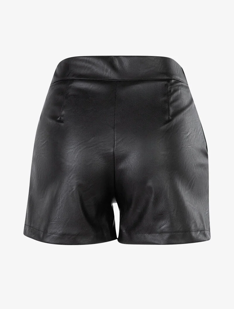 Mini short in imitatie rechte snit - Zwart - Image 2