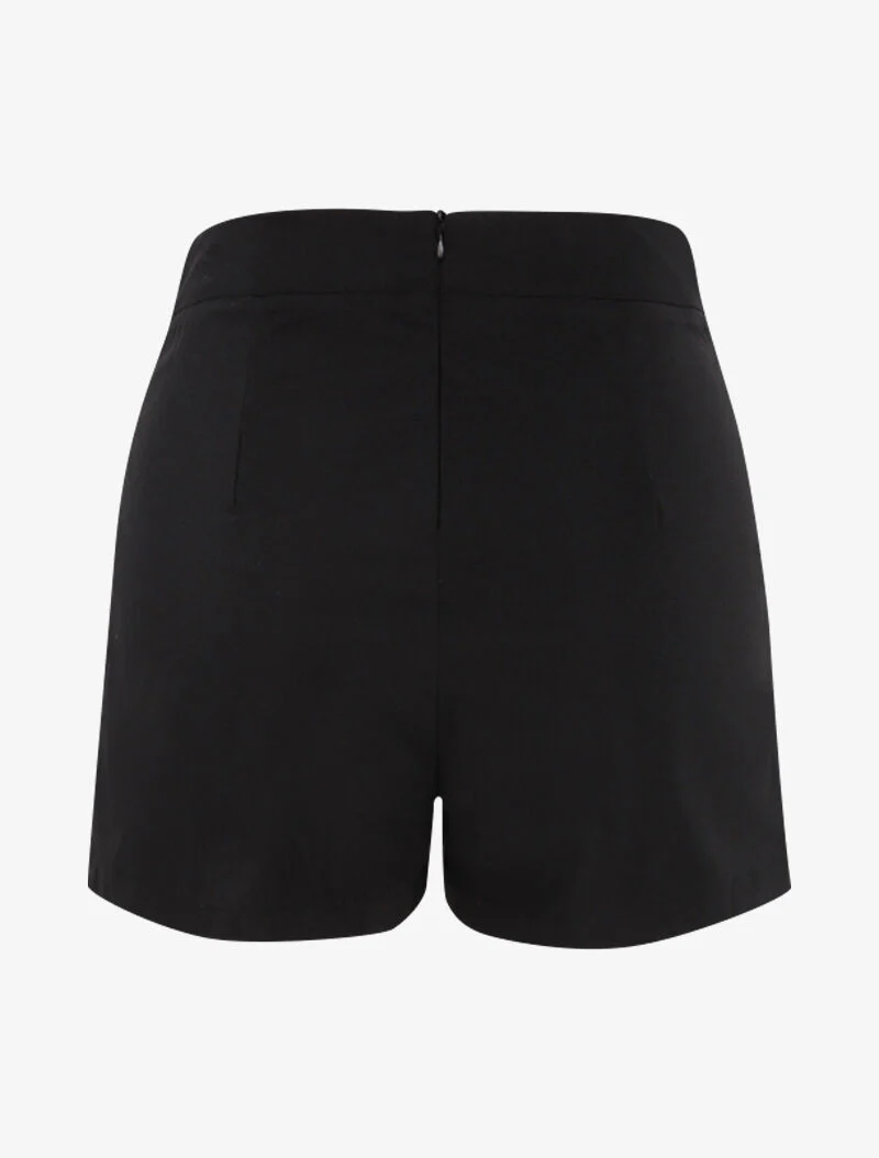 Mini short met decoratieve knopen - zwart - Image 2