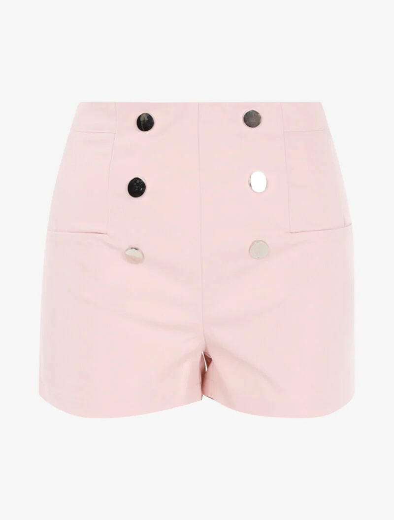 Mini short met decoratieve knopen - roze