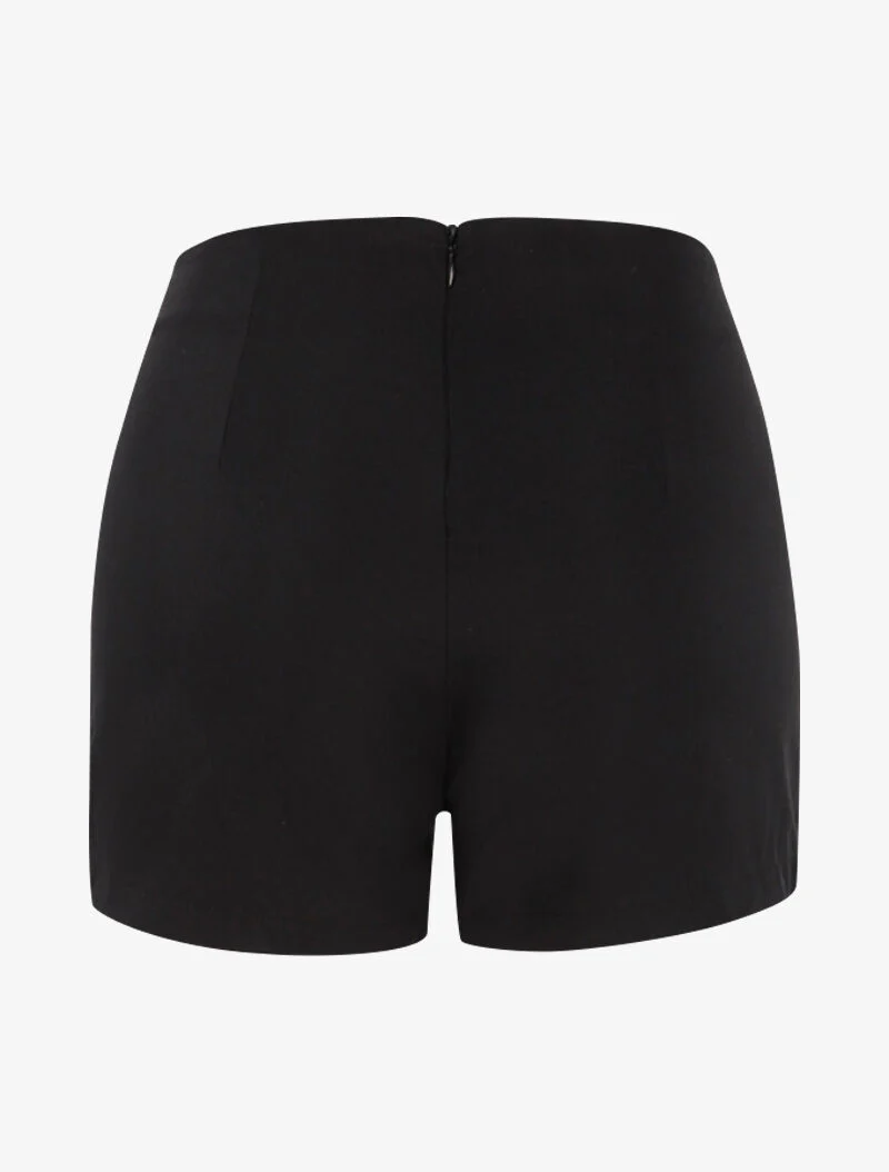Mini short met knoopsgaten - zwart - Image 2