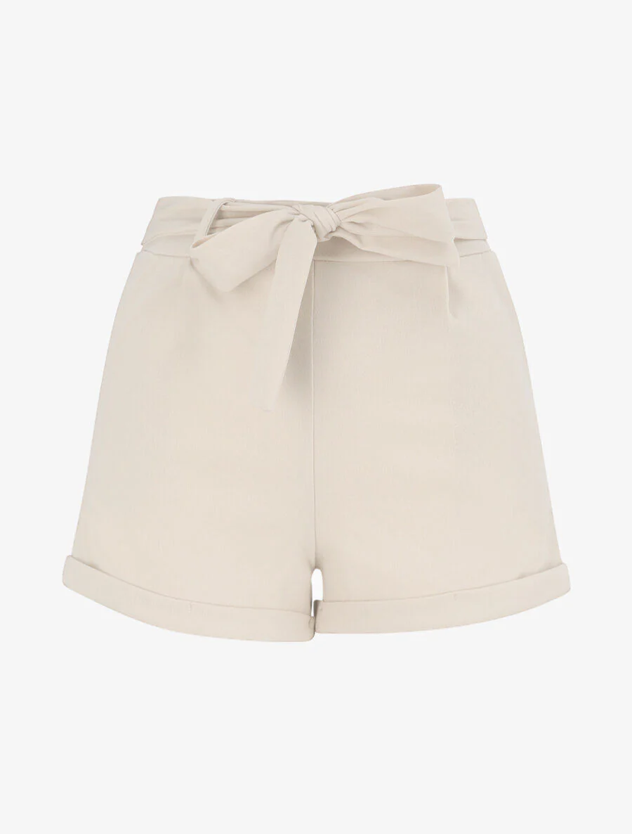 Mini-short met omgekeerde zoom - beige