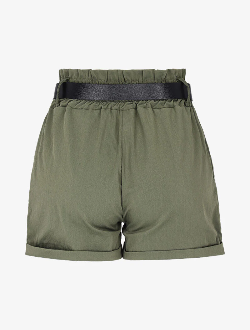 Mini short met imitatiegordel - Kaki - Image 2
