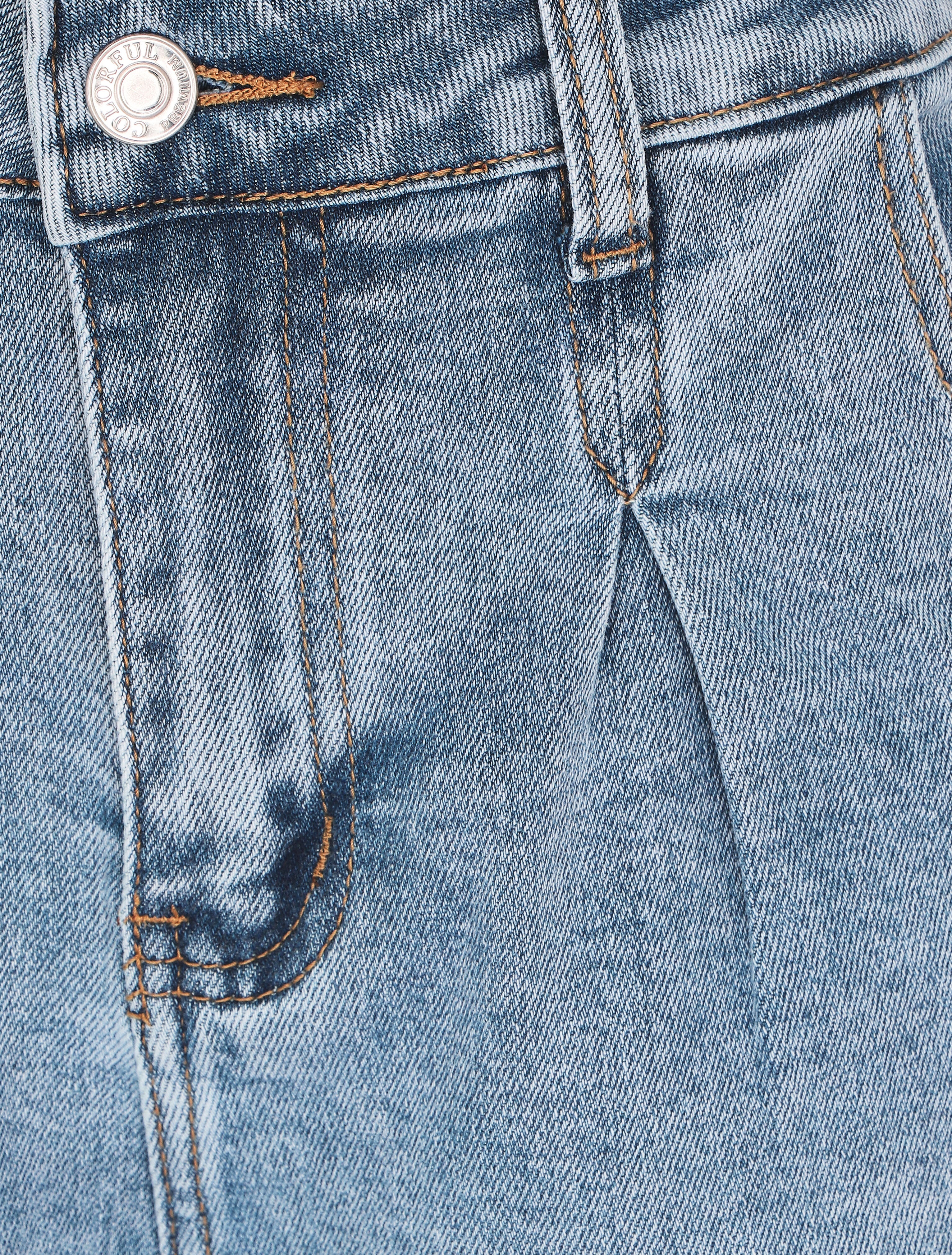 Mini short recht met omgeslagen zoom - Blauw denim - Image 4