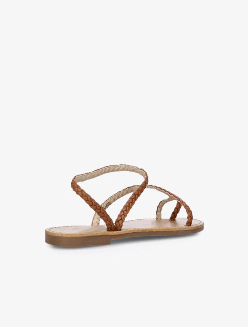 Gevlochten minimalistische sandalen - camel - Image 5