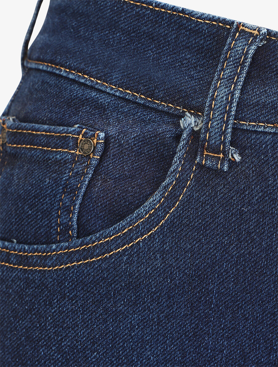 Mom jeans met hoge taille - Onbewerkt blauw - Image 3