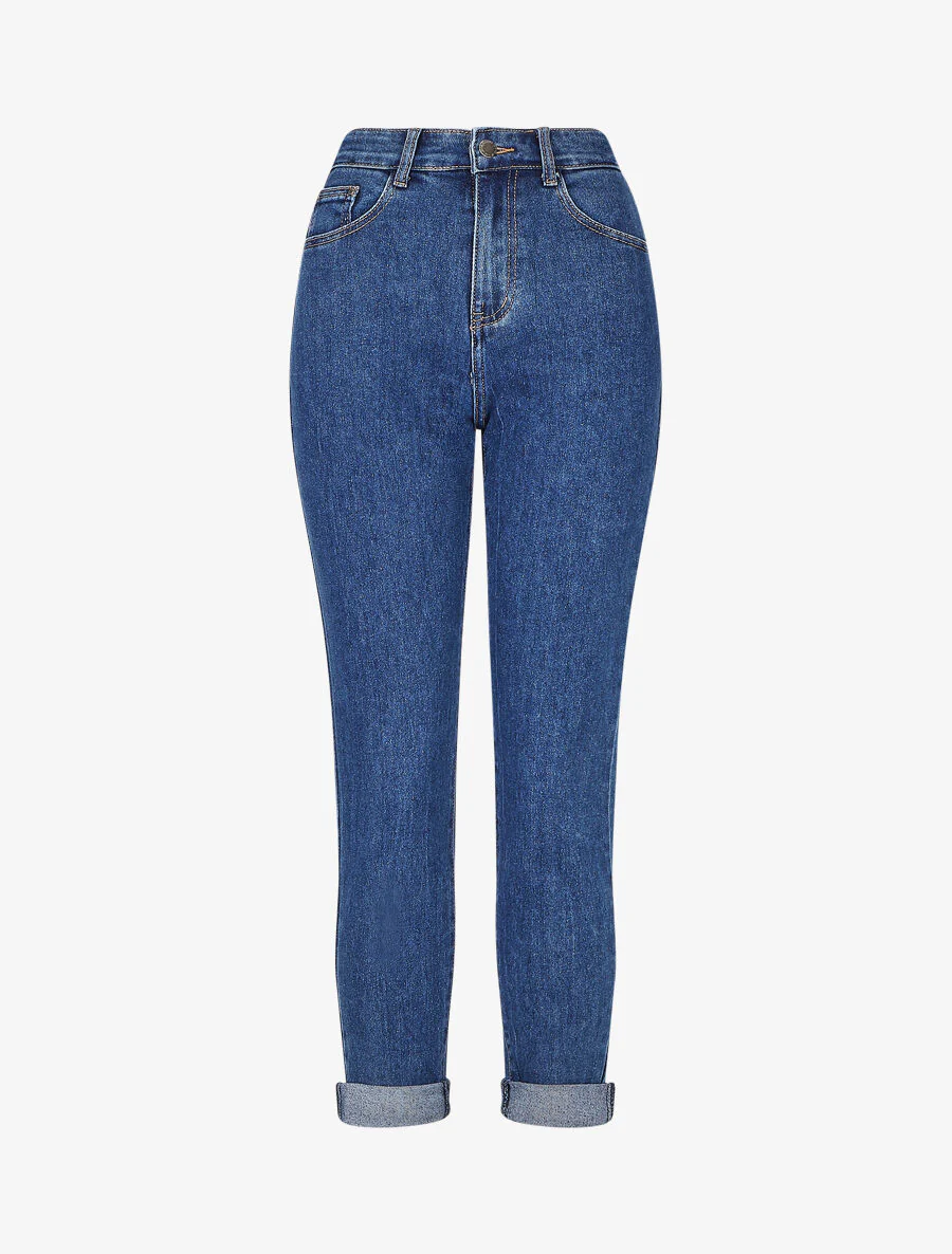 Mom jeans met revers - Blauw