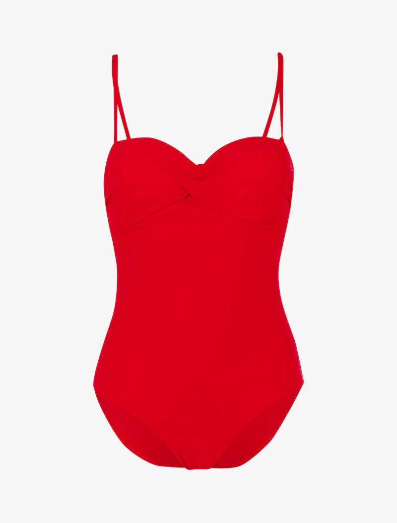 Monokini met gewatteerde bustier - rood