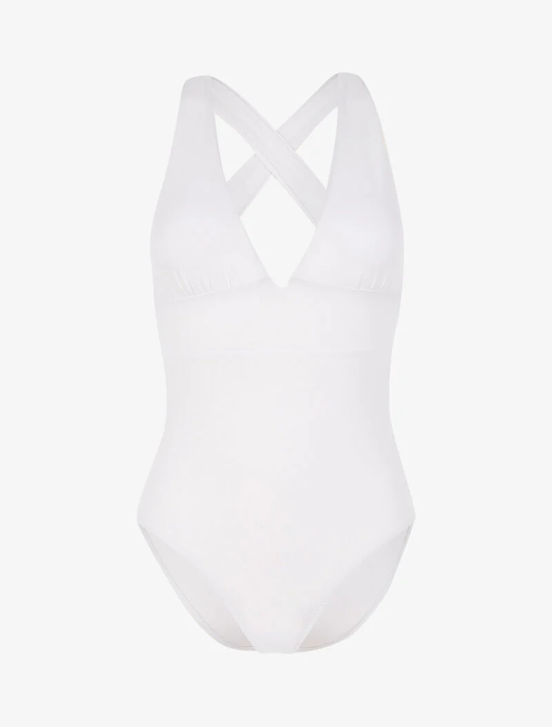 Monokini met diepe halslijn - wit