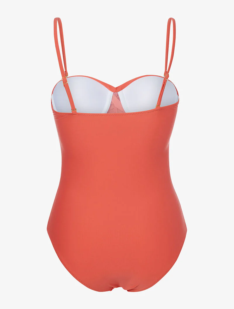 Monokini met gedraaide bandeau - koraal - Image 2