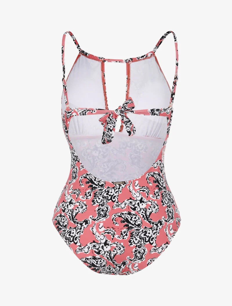 Monokini met gestileerde barokprint - donkerroze - Image 2