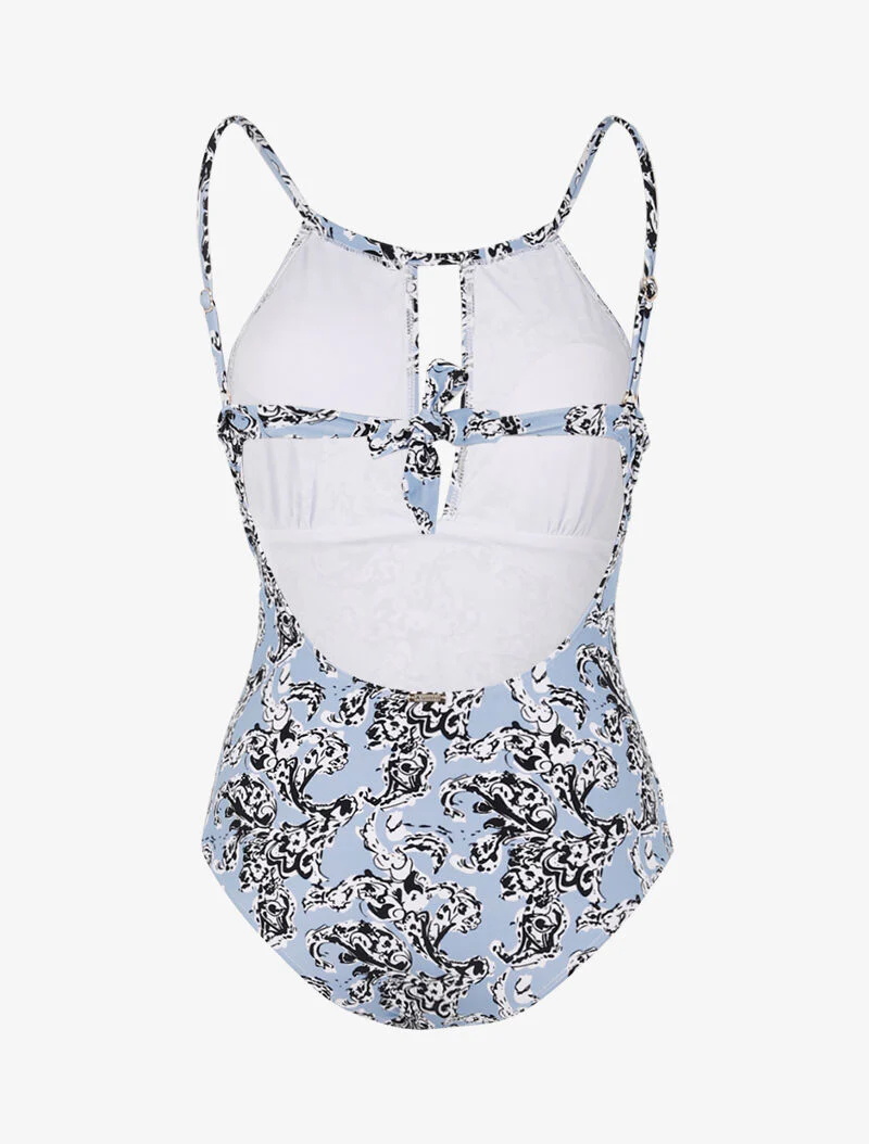 Monokini met gestileerde barokprint - karretjeblauw - Image 2