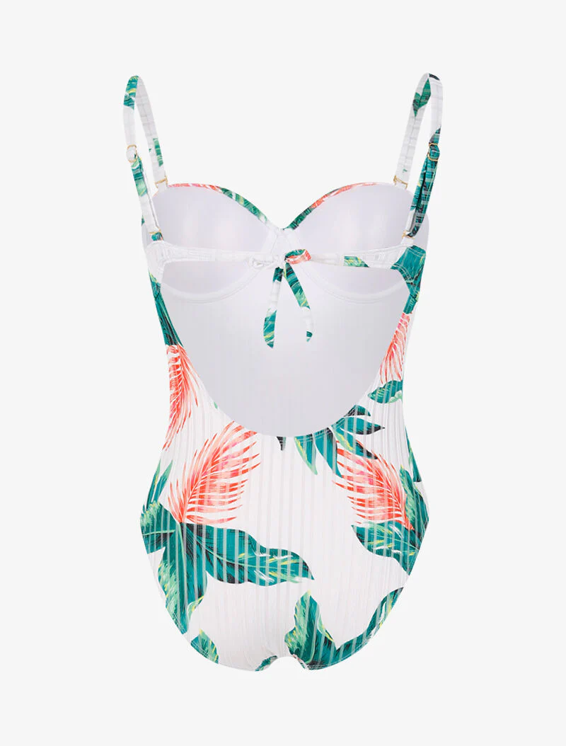 Getextureerde monokini met tropische print - wit - Image 2