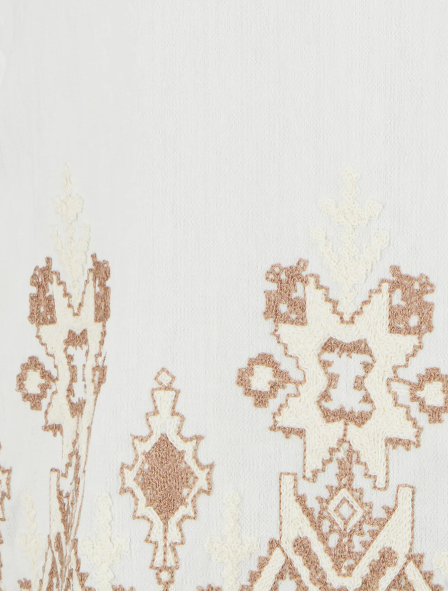 Mouwloos geborduurd topje met vierkante snit - Beige - Image 3