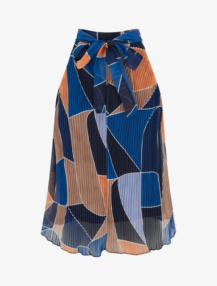 Mouwloos geplooid top met grafische print. - Marine - Image 2