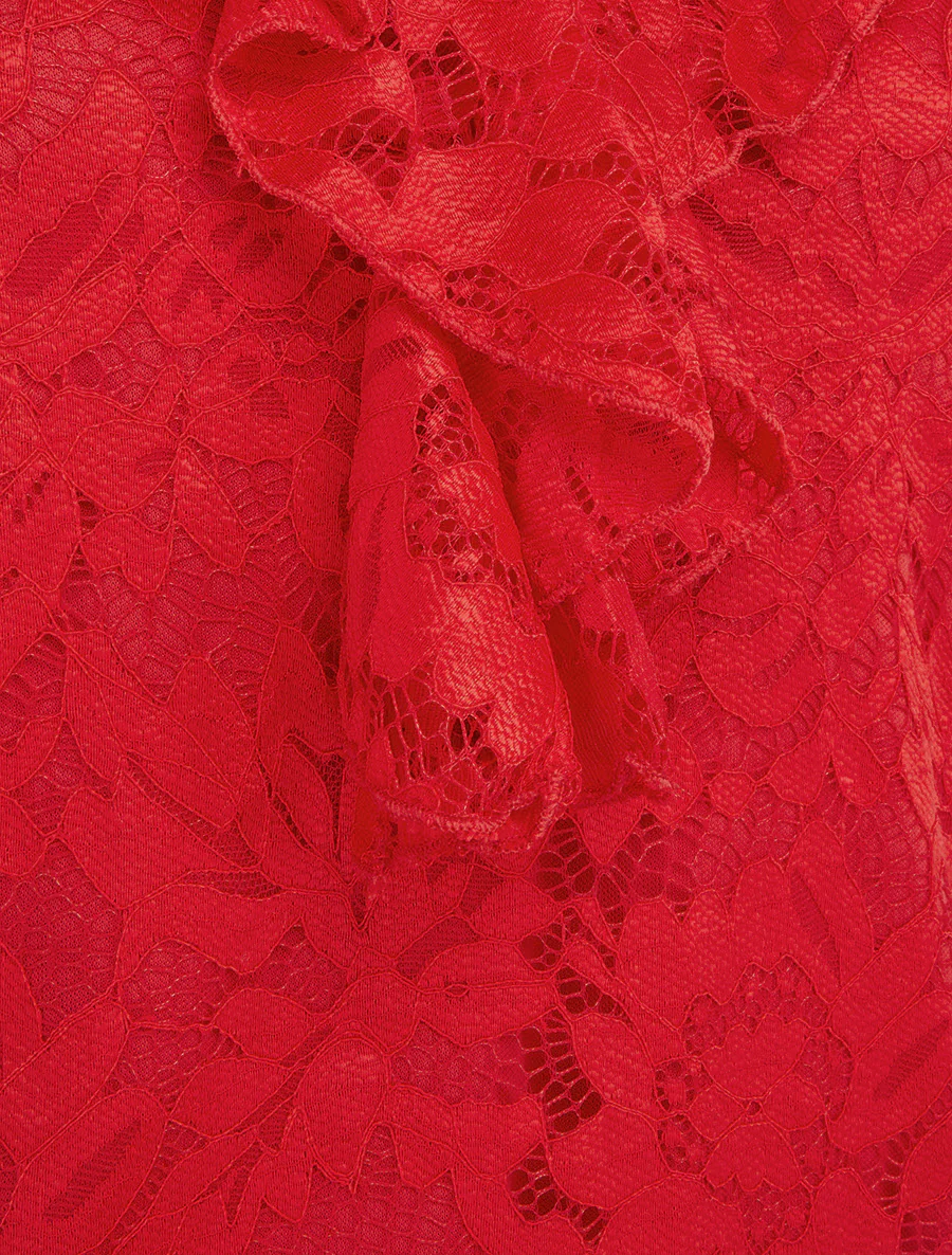 Mouwloos kanten top - Rood - Image 3