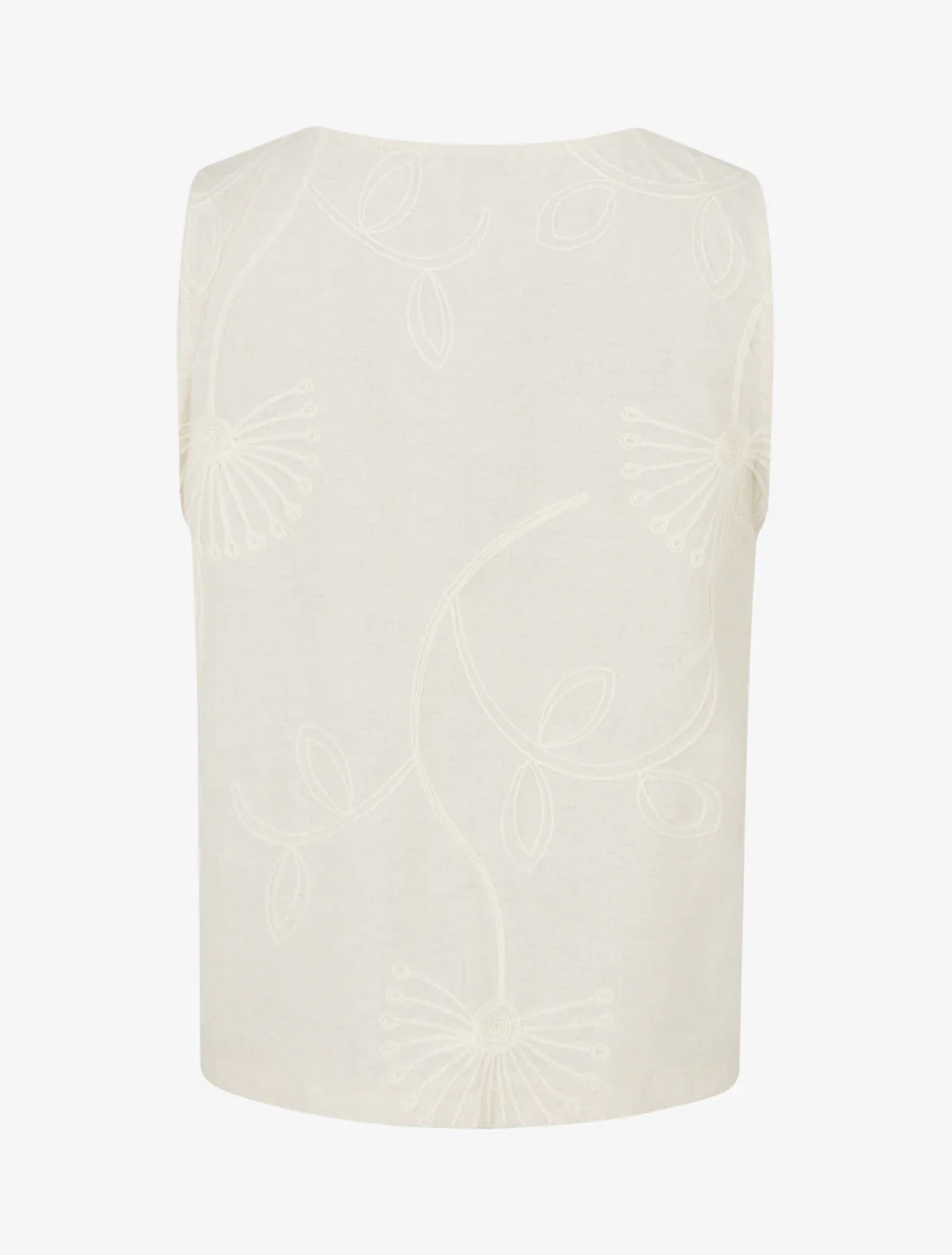 Mouwloos linnen-look vest - Beige - Image 2
