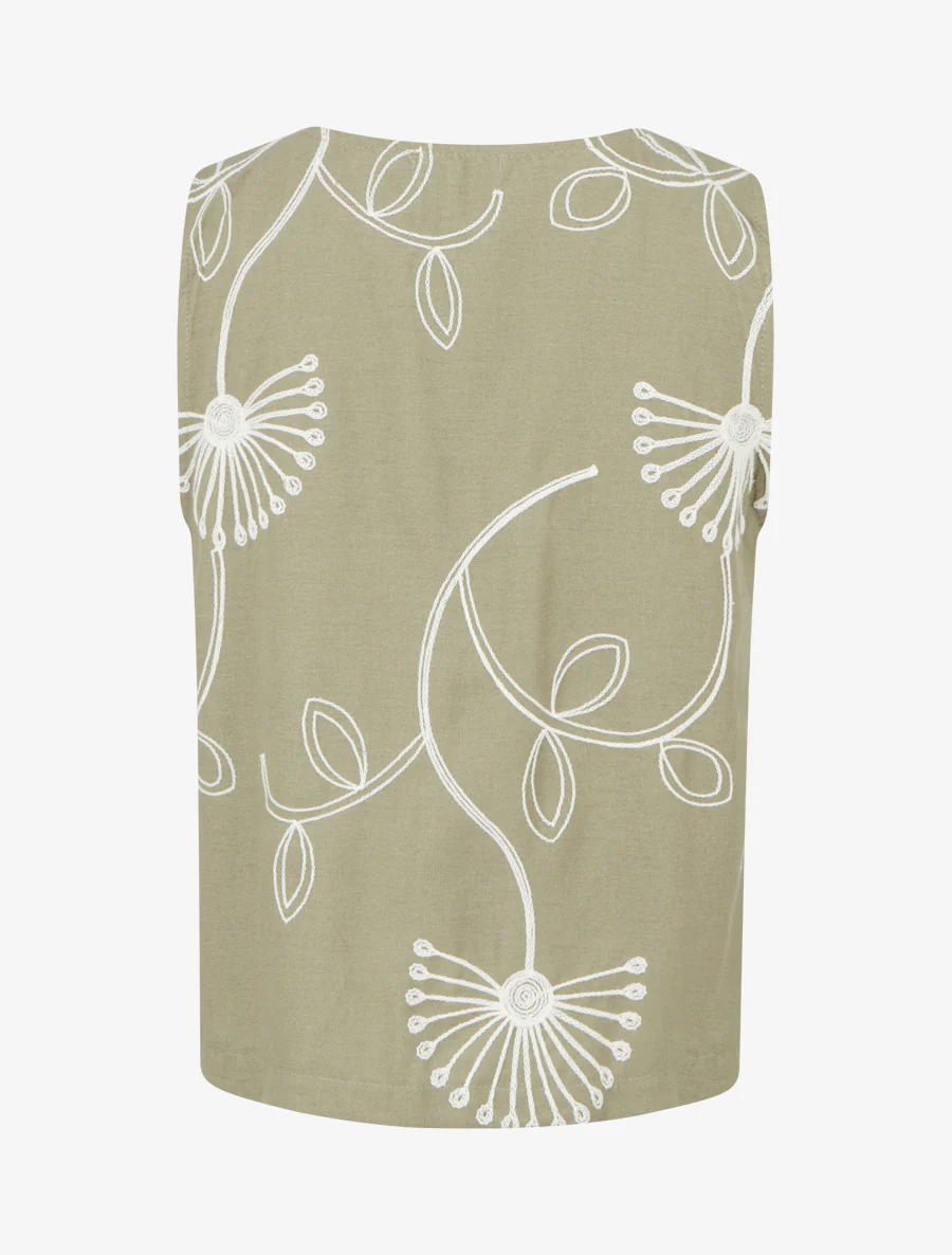 Mouwloos linnen-look vest - Kaki - Image 2