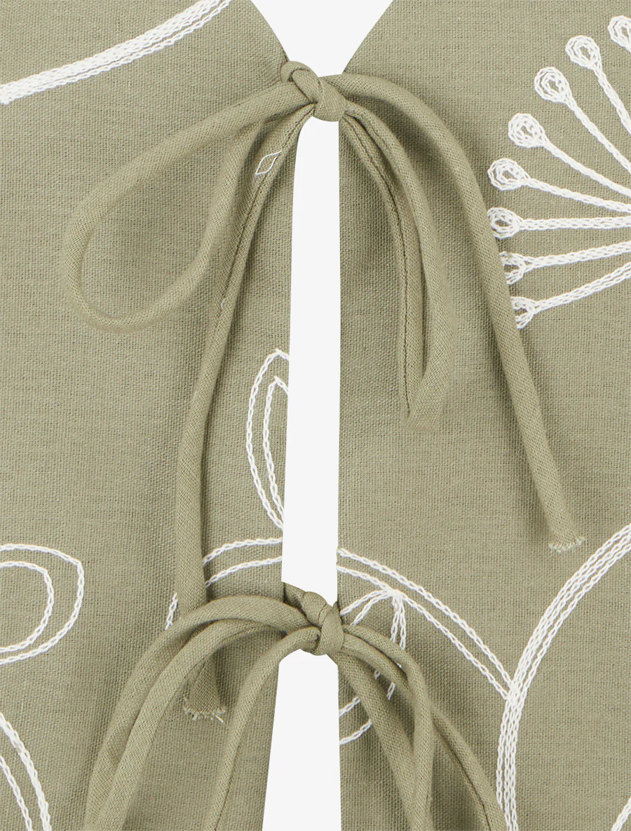 Mouwloos linnen-look vest - Kaki - Image 3