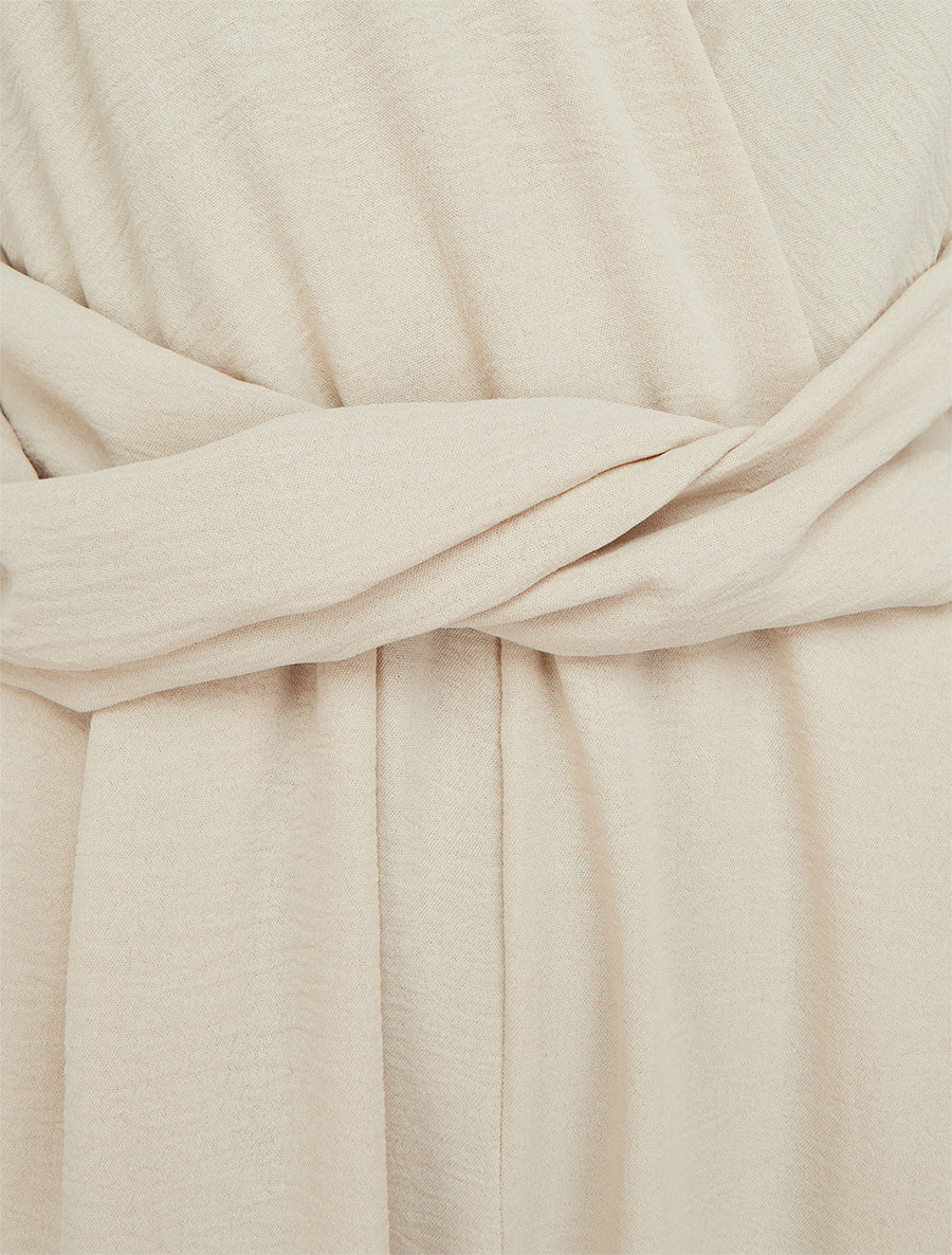 Mouwloos pak met gedraaide riem - Beige - Image 3