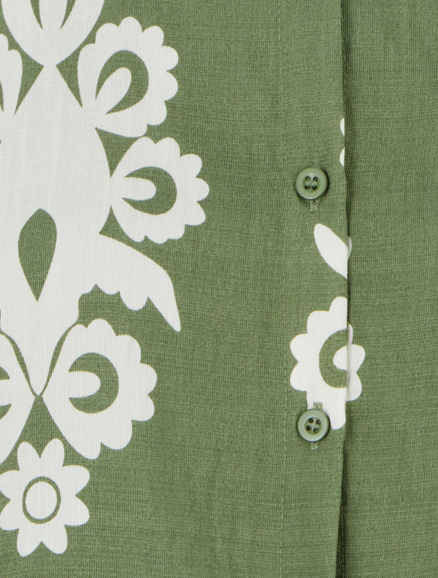 Mouwloos shirt met arabeskenprint - Kaki - Image 3