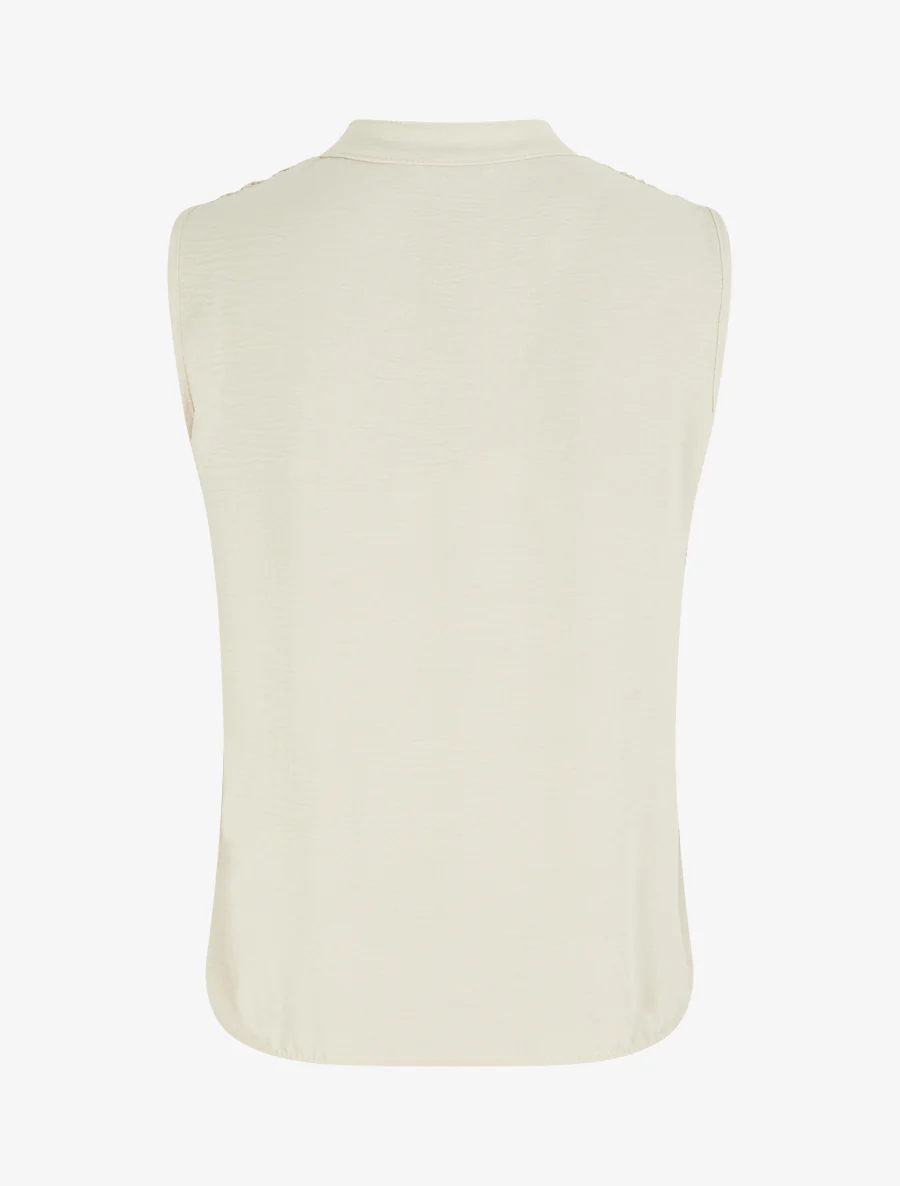 Mouwloos top met geborduurd detail - Beige - Image 2