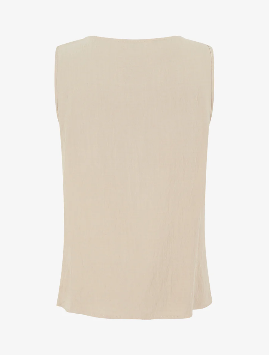Mouwloos top met rechte snit en borduursels - Beige - Image 2
