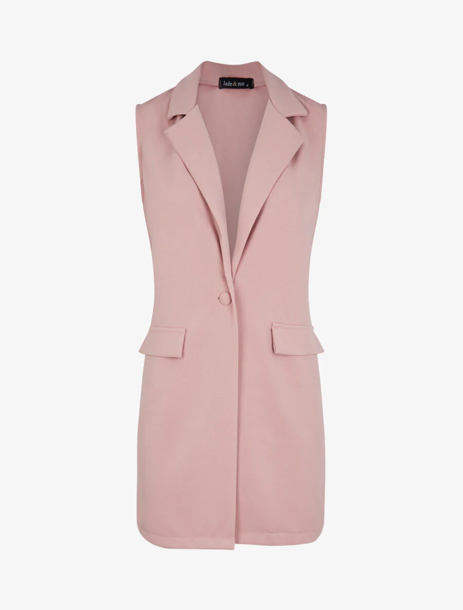 Mouwloze blazer - Poederroze
